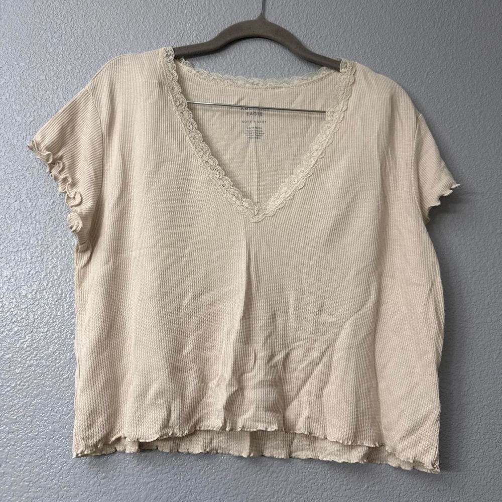 American Eagle Outfitters Soft and Sexy Women's Lace Trimmed Crop Top